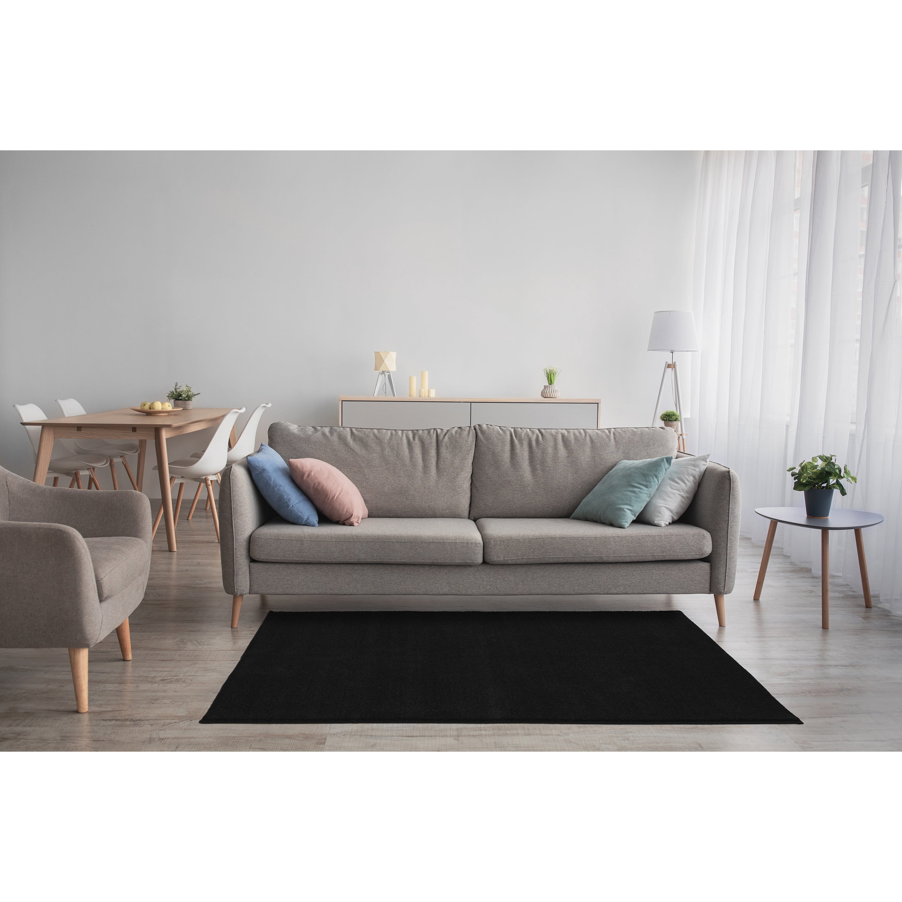 Garland Rug Palmer Plush Washable Black Indoor Area Rug, 4' x 6'