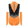 thumbnail image 3 of vastwit Girls Big Sequins Gymnastics Leotard with Arm Sleeves Ballroom Modern Tap Dance Outfit for Stage Performance Orange 16, 3 of 6
