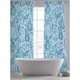 thumbnail image 5 of Light Blue Teal Sheer Curtains 96 Inch Length 2 Panels Set Window Treatments, Retro Botanical Abstract Art Rod Pocket Semi Curtains for Living Room/Bedroom/Kitchen Décor, 104"W x 96"L, 5 of 7