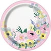 Watercolor Spring Flowers Paper Dessert Plates, 8in, 12ct
