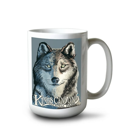 

15 fl oz Ceramic Mug Kings Canyon National Park Wolf Up Close Dishwasher & Microwave Safe