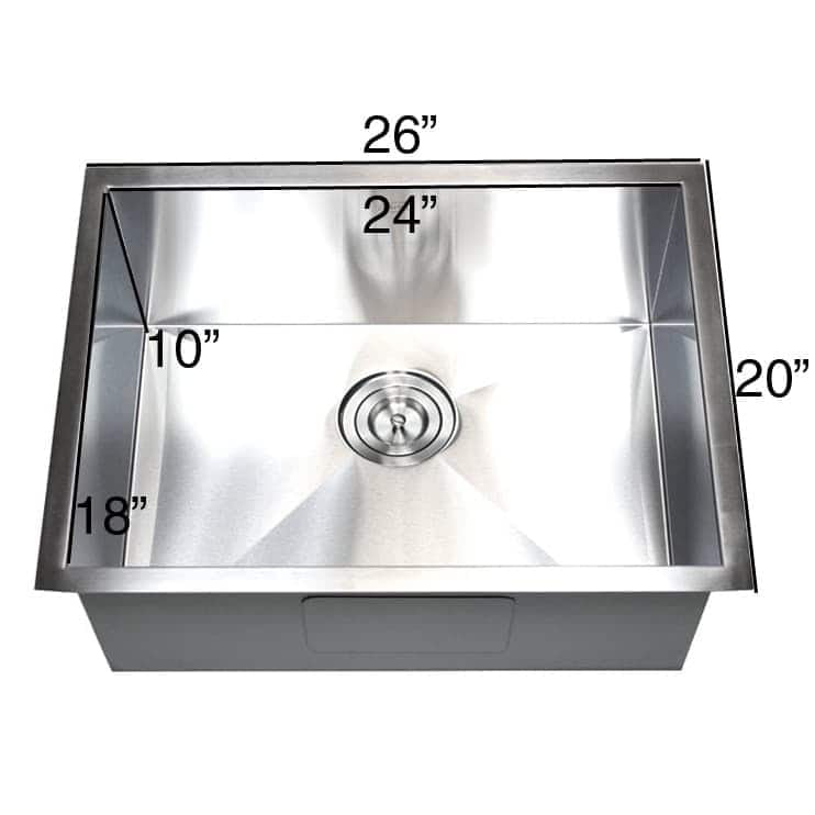 26-inch Stainless Steel Single Bowl 16 Gauge Undermount ...