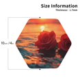 thumbnail image 2 of Honeii Romantic Roses Sunset Ocean Print Leather Coaster Set of 4, Ideal for Safeguarding Your Furniture from Drinks Spills and Effortless Cleanup-Hexagon, 2 of 6