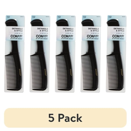 (5 pack) Conair Detangle & Style All-Purpose Hair Comb Black