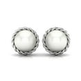 thumbnail image 3 of Rosec Jewels Natural Freshwater Pearl Solitaire Stud Earrings with Screw Back Closure - 10 mm, 925 Sterling Silver, 3 of 7