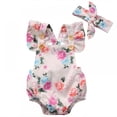 thumbnail image 1 of 2PC Newborn Baby Girls Clothes Floral Jumpsuit Romper Playsuit Headband Outfits 0-24 Months, 1 of 5