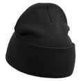 thumbnail image 2 of Made in USA Sheriff Retired Logo 12 Inch Solid Knit Cuff Long Beanie - Black OSFM, 2 of 5