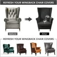 thumbnail image 3 of Topchances Jacquard Wingback Chair Slipcovers 2-Piece Stretch Spandex, Black, 3 of 7