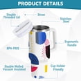 thumbnail image 2 of Yayeee 30oz Stainless Steel Tumbler with Straw and Handle Double-Wall Insulated Travel Water Bottle, Blue Retro Shapes, 2 of 8