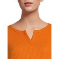 thumbnail image 4 of Nine.Eight Women's Waffle Knit Henley with Long Sleeves, 4 of 5