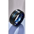 thumbnail image 2 of NUNCAD Tungsten Blue Groove Wedding Bands Beveled Edges Engraved I Love You Ring for Men Women, 2 of 5