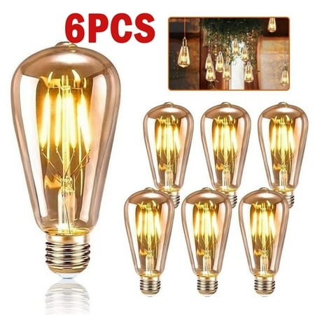 

6 Pack Edison Vintage E27 LED Incandescent Light Bulbs 4W Retro Bulb Ideal for Nostalgic and Retro Lighting Warm White
