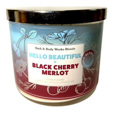 Bath and Body Works Hello Beautiful   Black Cherry Merlot Scented 3-Wick Candle (14.5 OZ / 411 G)