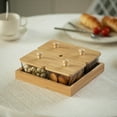thumbnail image 3 of Basicwise Set of 4 Square Glass Jars with Bamboo Lids and Wooden Tray – Square Charcuterie, Snack Organizer and Fruit Platter for Party, Candy Jars, Cookies, Nuts, Fruits and Snack Box, 3 of 9