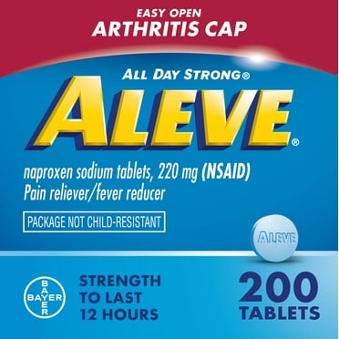 Aleve Pain Relief Tablets Easy Open Arthritis Cap, Naproxen Sodium, 200 Count