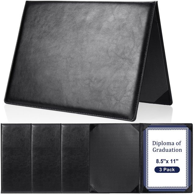 Funda para certificado Tenare Leather, 8.5 x 11 pulgadas, color negro, 3 unidades