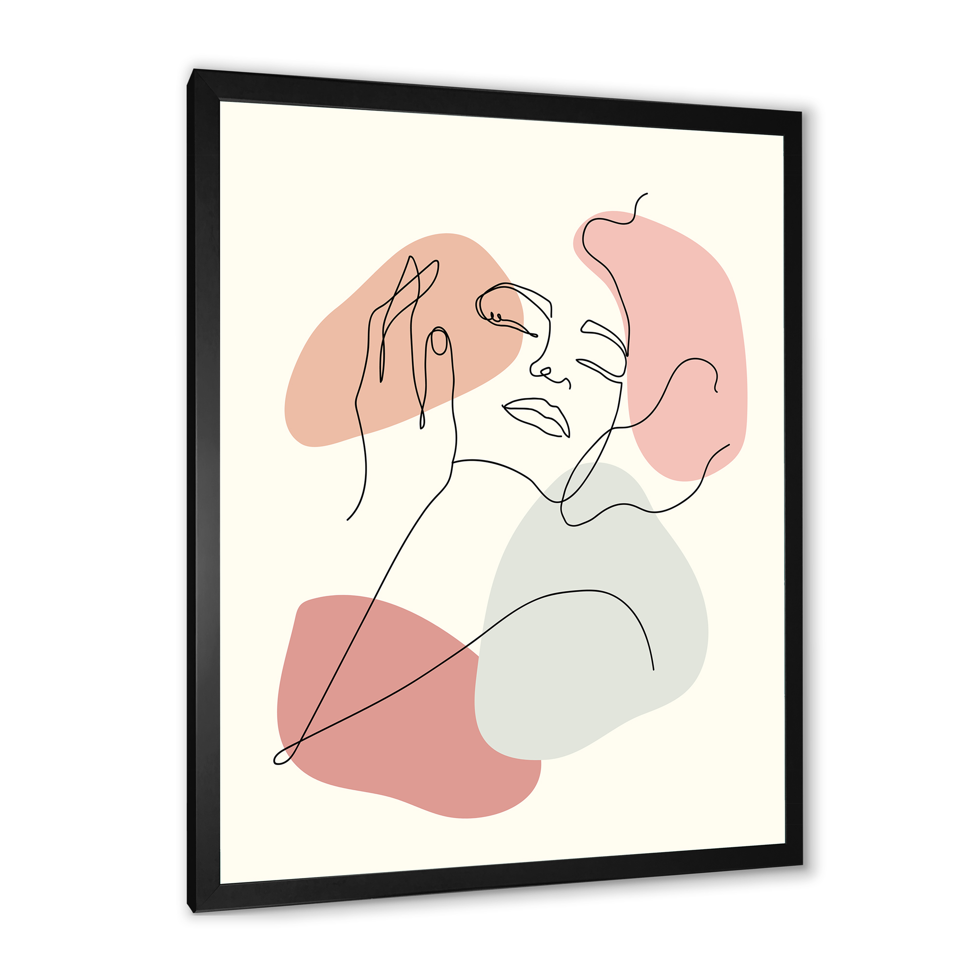 Designart 'Continuous One Line Portrait of Woman' Modern Framed Art Print
