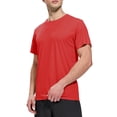 thumbnail image 2 of MIER Mens Short Sleeve Workout Shirt, Quick Dry Moisture Wicking Gym T-Shirt, Crew Neck, Black/Grey/Red, Size XXL, 3-Pack, 2 of 7