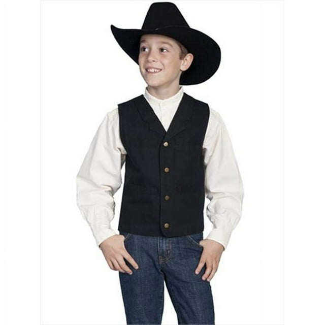 Scully RW041K-BLK-M Kids Rangewear Frontier Vest- Black- Medium