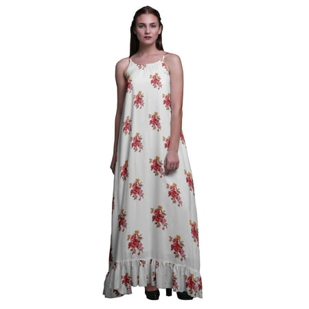 

Bimba White4 Floral Leaves & Begonia Nightgowns For Women Rayon Printed Spaghetti Strap Womens Nightwear Lingerie Medium