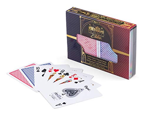 Fmingd 2 Decks of Waterproof Poker Cards Plastic PVC Playing Cards Perfect for Party Game Blue+Red 