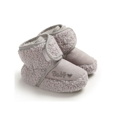 Ukap bottes pour bébé doublure en peluche chaussons chaussettes d'hiver  pantoufles chaussures de berceau de sol botte chaude légère Kaki 6-9 months  