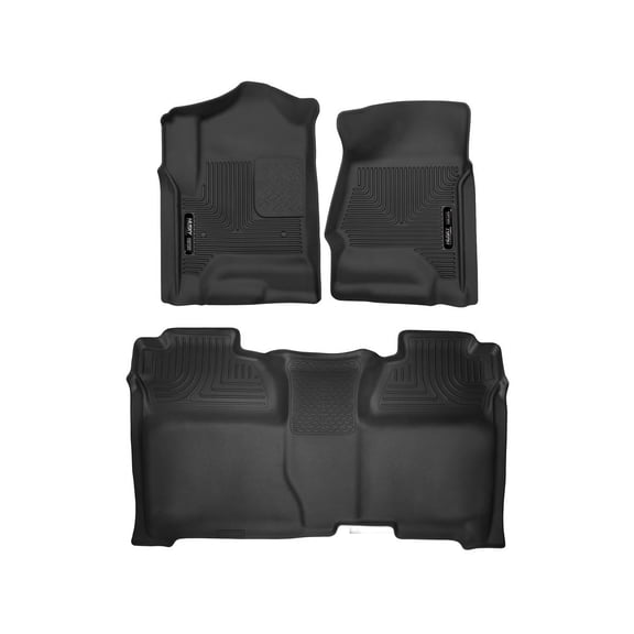Husky Liners 53908 X-Act Contour Mats Fit 14-18 SlvrdSra 1500,15-19 2500/3500 Crw Frt/2nd Blk