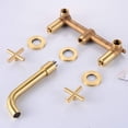 thumbnail image 6 of Bathroom Faucet, Brass Brushed Gold 2 Handle Wall Mounted Bathroom Sink Faucet with Rough-in Valve Tub Mixer Faucet Taps, 6 of 7