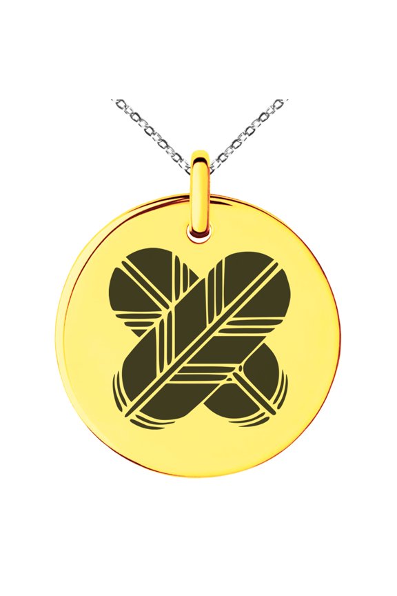Stainless Steel Aso Samurai Crest Engraved Small Medallion Circle Charm Pendant Necklace