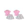 thumbnail image 2 of BemeyourBBs Toddler Baby Girl Golf Outfit Infant Baby Girls Summer Clothes Collared Short Sleeve Button Down Shirt and A-line Skirt Set Toddler Girls 2 Piece Summer Outfit, 2 of 9