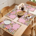 thumbnail image 5 of Happy Easter Placemats Set of 8, Spring Watercolor Rabbits Eggs Floral Pink Non-Slip Place Mats Washable Table Mats for Kitchen Dining Table Decorations Indoor/Outdoor, 5 of 9