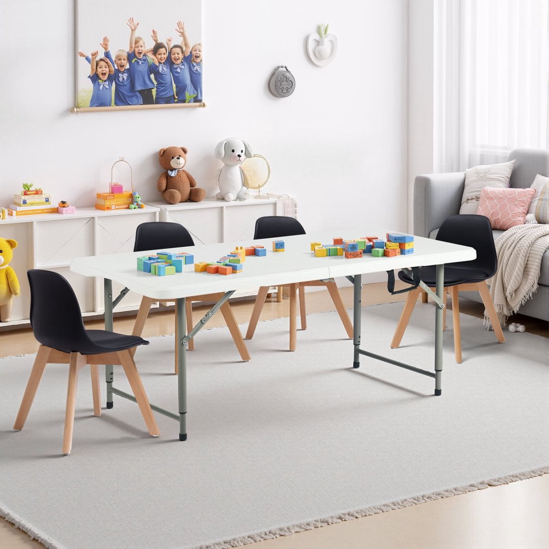 Gewnee 48''Rectangular Folding Dining Table,3 Adjustable Height Settings with Carrying Handle,Indoor & Outdoor for Dining Room, Living Room, Office & Camping,White