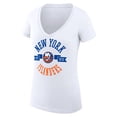 thumbnail image 2 of Women's G-III 4Her by Carl Banks White New York Islanders City Graphic V-Neck Fitted T-Shirt, 2 of 3