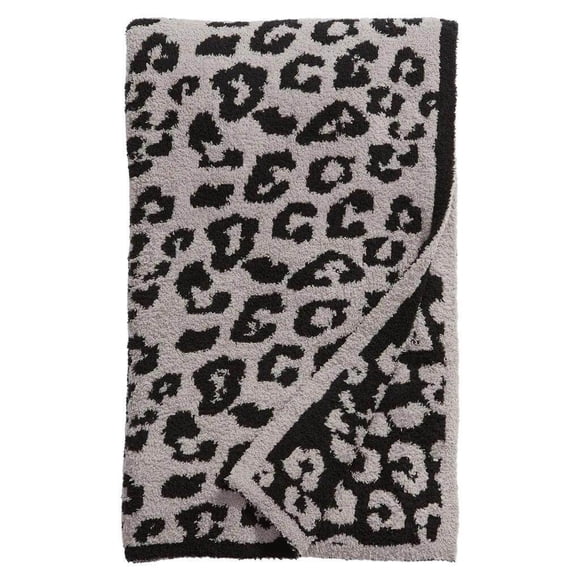 pitrice Throw Blanket Leopard Print Flannel Fleece Blankets Plush Sofa Blankets gray 51x71in