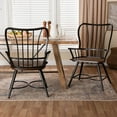 thumbnail image 5 of Baxton Studio Longford "Dark-Walnut" Wood and Black Metal Dining Arm Chair (Set of 2), 5 of 19