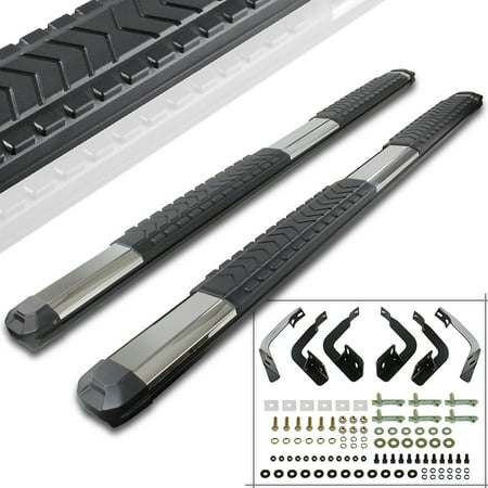 One Piece Aluminum Cone Car Spec-D Tuning 2009-2018 Dodge Ram 1500 Crew Cab S/S Aluminum Side Step Nerf Bars Boards 2009 2010 2011 2012 2013 2014 2015 2016 (Left + Right) ()