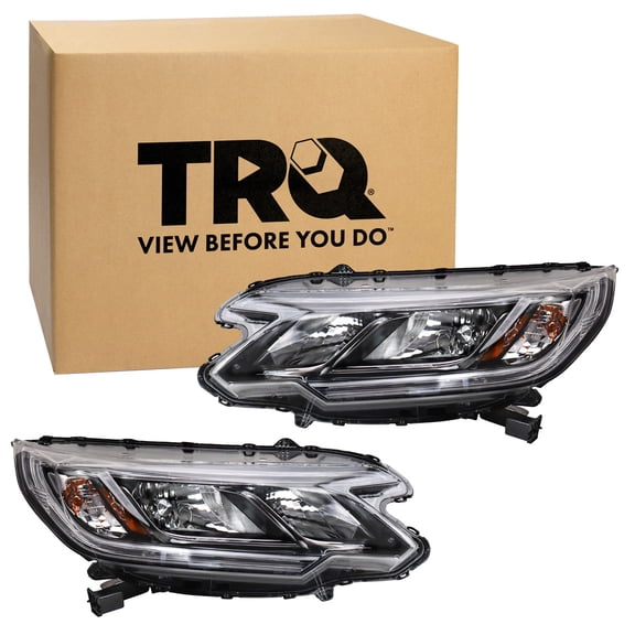 TRQ 2 Piece Headlight Assembly Set Driver & Passenger Side Fits CR-V LX 2015-2016 HO2502162 HO2503162 33100T1WA11 33150T1WA11