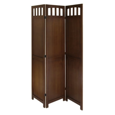 Winsome William 3-Panel Folding Room Divider, Walnut Finish
