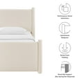 thumbnail image 3 of Platform Bed Frame, Twin, Ivory White, Velvet, Hotel Bedroom, Modern Contemporary, HB38137, 3 of 9