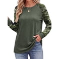 thumbnail image 2 of Fantaslook Women Long Sleeve Shirts Color Block Casual Tops Crewneck Fashion Fall Clothes, 2 of 8
