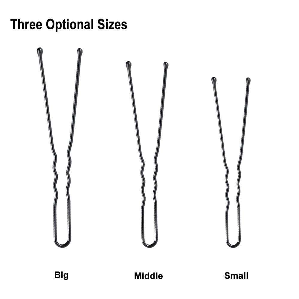 300pcs Bobby Pins U Shape Black Hairpins No Slip Grip Thin Bobby