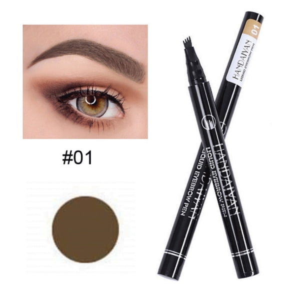 New 3D Eyebrow Tattoo Fork Pen Pencil Microblading 4Tip Brow Enhancer Waterproof