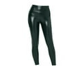 thumbnail image 2 of WNEGSTG Faux Leather Leggings for Women V Back Faux Leather Leggings Scrunch Butt Lifting V Cut Waist Shaped Ruched Squat Proof Leggings, 2 of 4