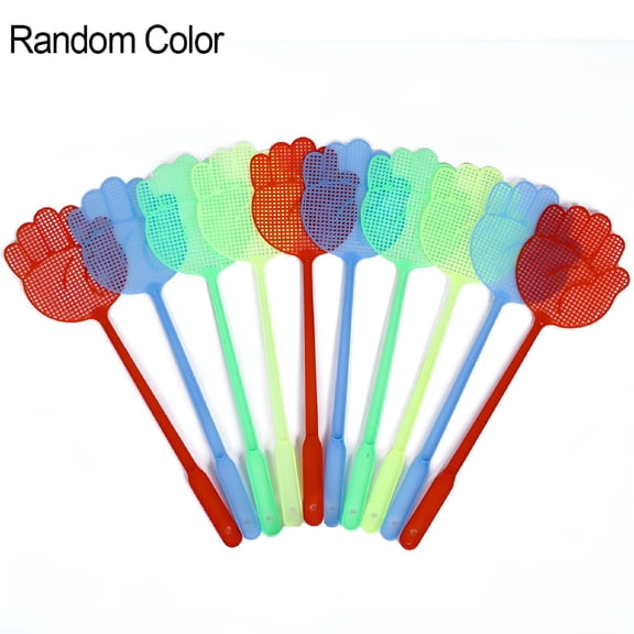 ACDANC 10 Packs Plastic Fly Swatter Long Handle Manual Swatter Fly Flapper Pest Control Tool Color Random