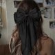 thumbnail image 4 of 2 PCS BLACK Big Bow Hair Clips with Long Silky Satin, Solid Color French Barrette Simple Hair Fastener Accessories for Women Girls, 4 of 5