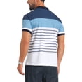 thumbnail image 3 of INSPIRE CHIC Men's Colorblock Striped Short Sleeve Three Button Work Polo Shirts 2XL Blue White, 3 of 5