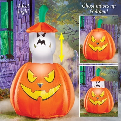Halloween Outdoor Decorations Collections Etc 4 Foot Inflatable Animated Ghost Halloween Decoration, Lighted, Lawn Yard Garden Outdoor Décor ()