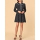thumbnail image 5 of Vestido mini negro de mujer con estampado de corazones, manga larga, corte A, con encaje y cuello tipo Peter Pan, 5 of 6