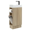 thumbnail image 4 of 16" Bathroom Vanity Sink Combo - Natural Ash Floor Standing Vanity with 2 Toilet Paper Holders for Small Spaces, 4 of 9