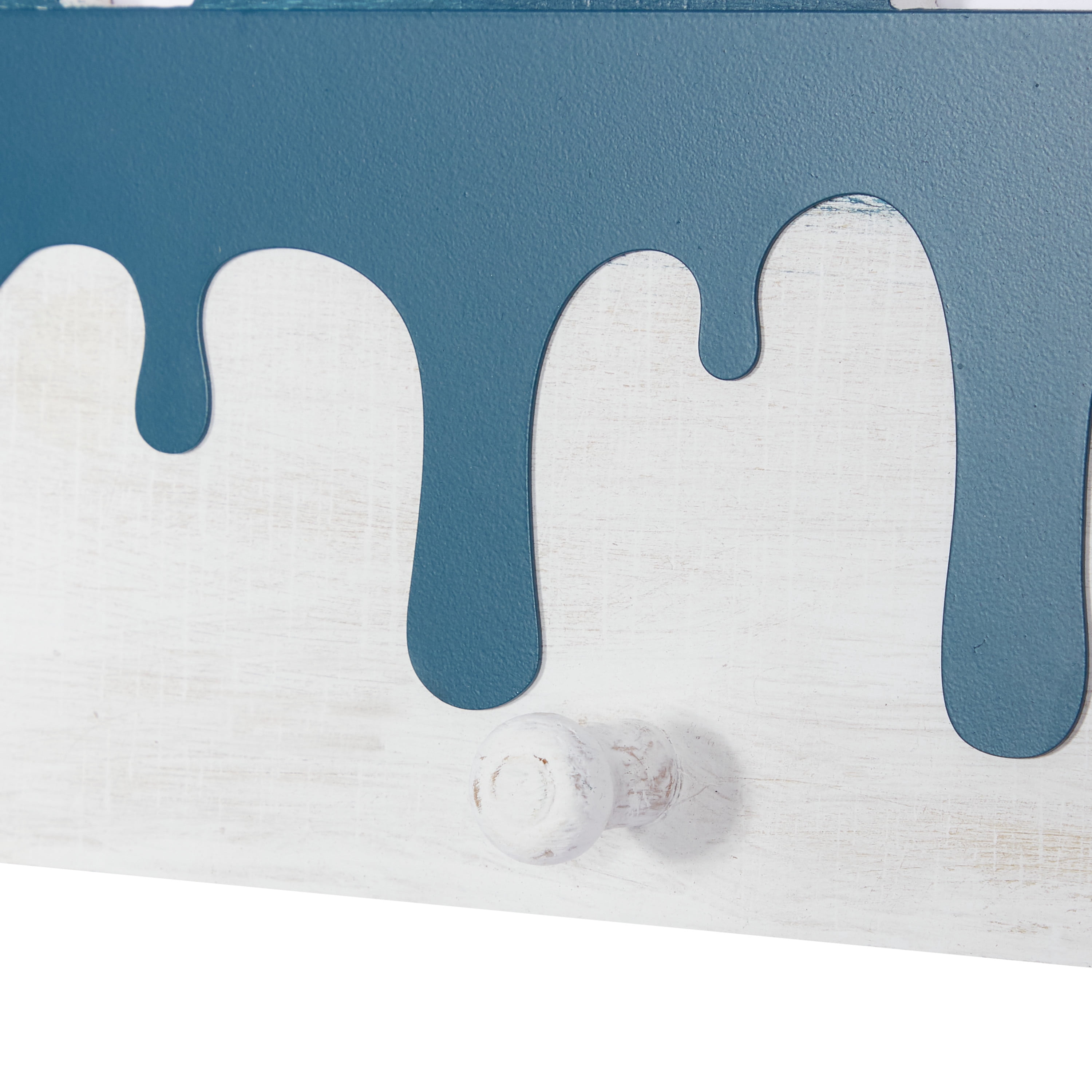 DecMode Blue Wood Coastal Wall Hook